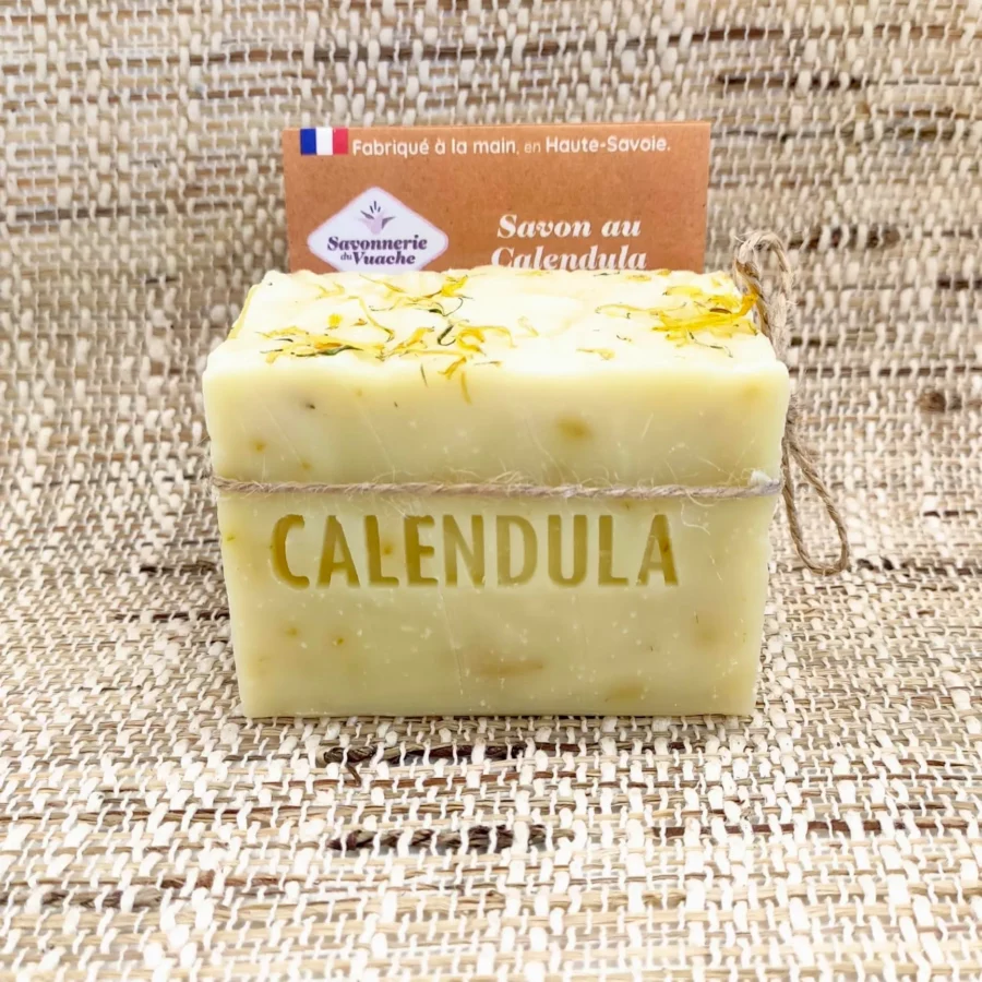 savon au calendula végétal saponifié à froid agriculture biologique naturel 200 grammes format familial